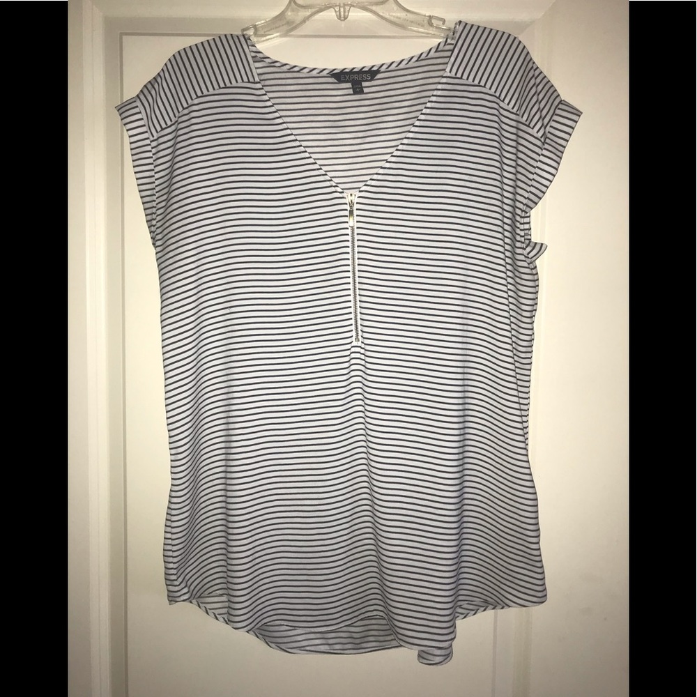 Express basic striped shirt with front zipper